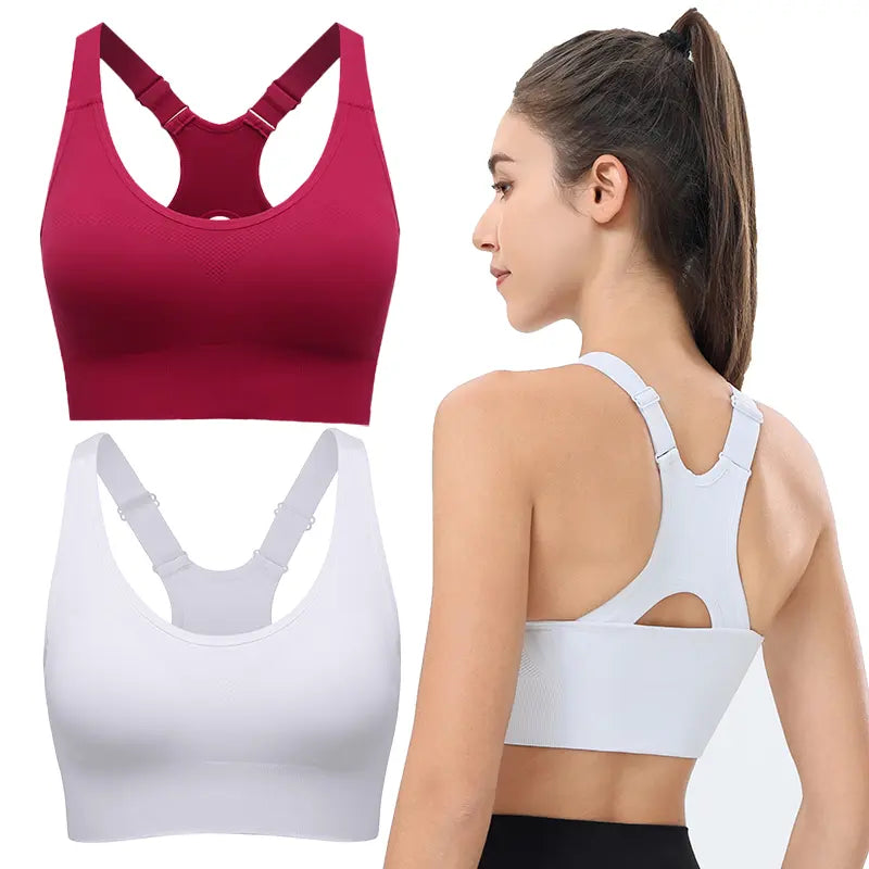 Women's Seamless High Support Racerback Sports Bra - Padded Wireless Cropped Activewear with Adjustable Straps and Quick-Dry Fabric for Yoga and Gym Workouts