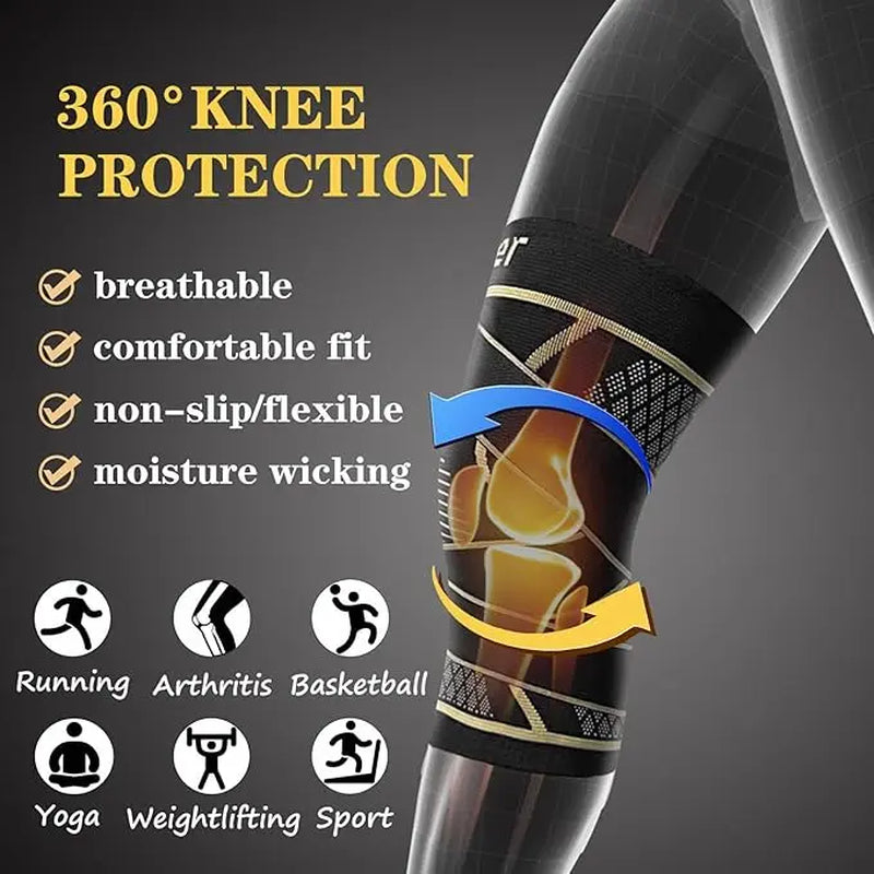 Copper Knee Braces with Reinforced Straps for Pain Relief and Support in Arthritis, ACL, and Meniscus Injuries - Compression Sleeves for Active Individuals