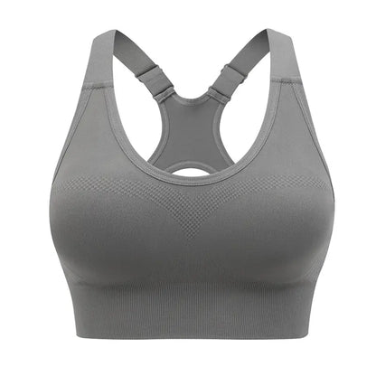 Women's Seamless High Support Racerback Sports Bra - Padded Wireless Cropped Activewear with Adjustable Straps and Quick-Dry Fabric for Yoga and Gym Workouts