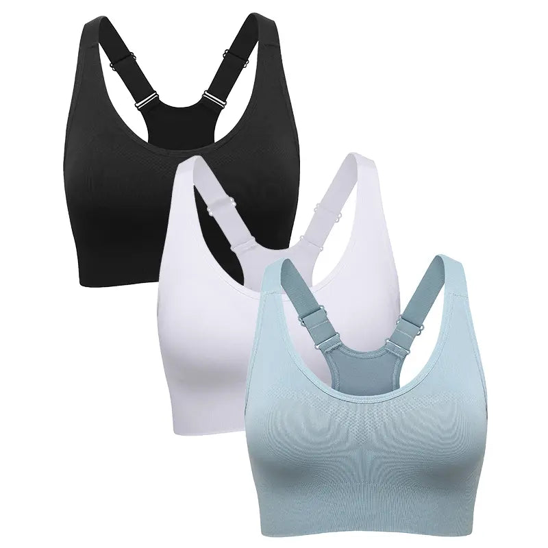 Women's Seamless High Support Racerback Sports Bra - Padded Wireless Cropped Activewear with Adjustable Straps and Quick-Dry Fabric for Yoga and Gym Workouts