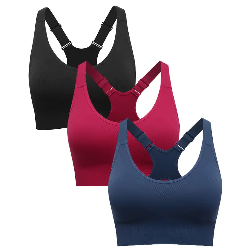 Women's Seamless High Support Racerback Sports Bra - Padded Wireless Cropped Activewear with Adjustable Straps and Quick-Dry Fabric for Yoga and Gym Workouts