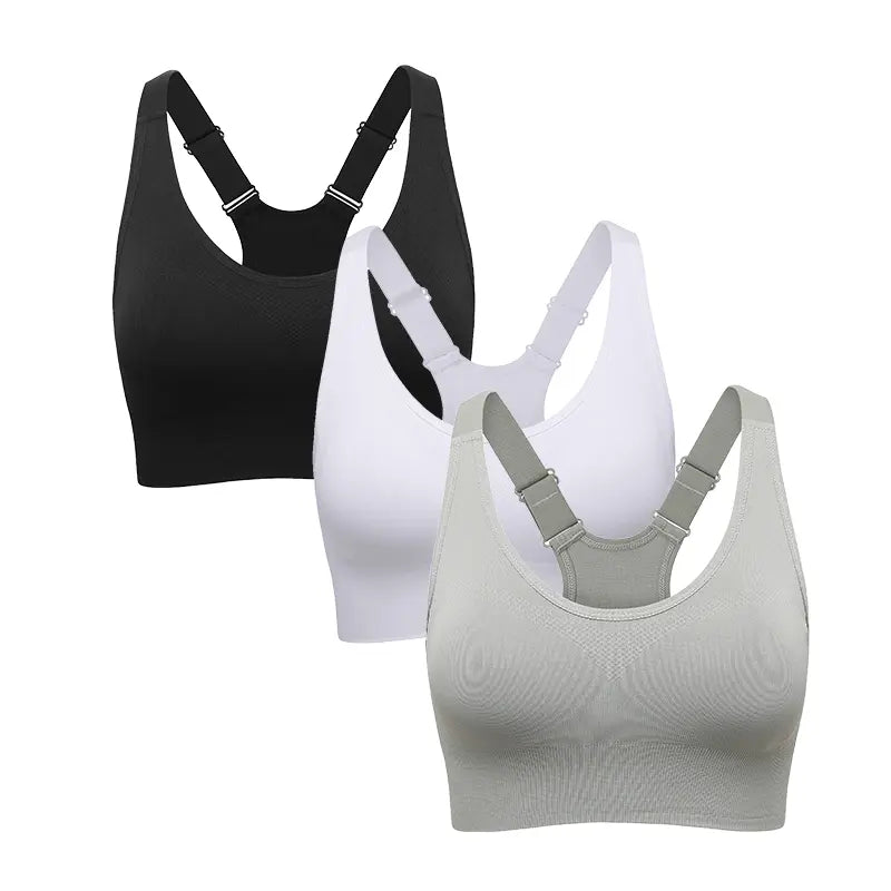 Women's Seamless High Support Racerback Sports Bra - Padded Wireless Cropped Activewear with Adjustable Straps and Quick-Dry Fabric for Yoga and Gym Workouts