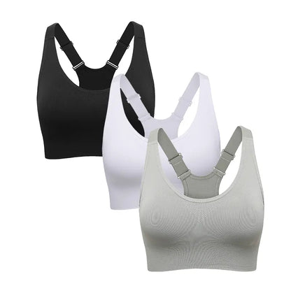 Women's Seamless High Support Racerback Sports Bra - Padded Wireless Cropped Activewear with Adjustable Straps and Quick-Dry Fabric for Yoga and Gym Workouts