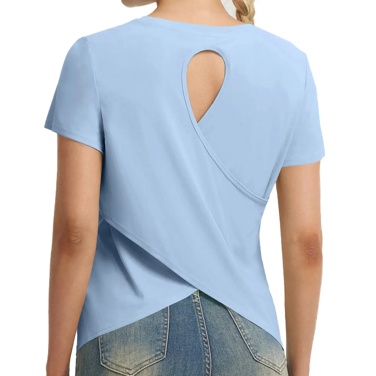BALEAF Women's Lightweight Quick-Dry Casual T-Shirt with Cross Back Cutout and UPF 50+ Protection for Daily Wear, Travel, and Workouts
