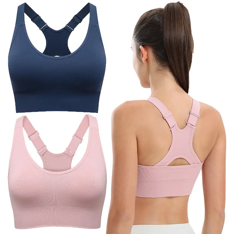Women's Seamless High Support Racerback Sports Bra - Padded Wireless Cropped Activewear with Adjustable Straps and Quick-Dry Fabric for Yoga and Gym Workouts