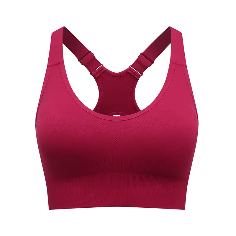 Women's Seamless High Support Racerback Sports Bra - Padded Wireless Cropped Activewear with Adjustable Straps and Quick-Dry Fabric for Yoga and Gym Workouts