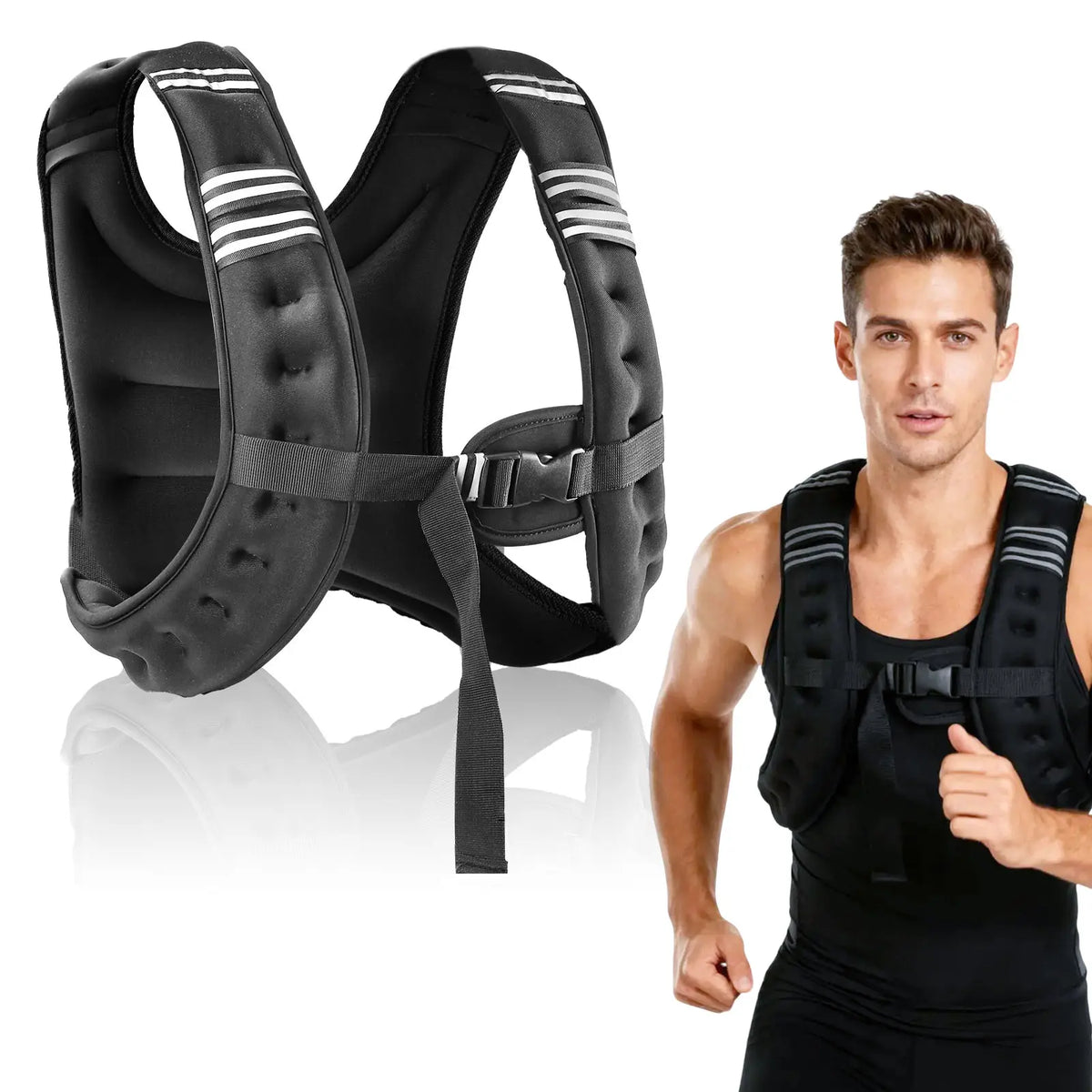 12-16 lb Weight Vest with Reflective Strip for Enhanced Workout Performance, Strength Training, Running, Muscle Building, and Weightlifting