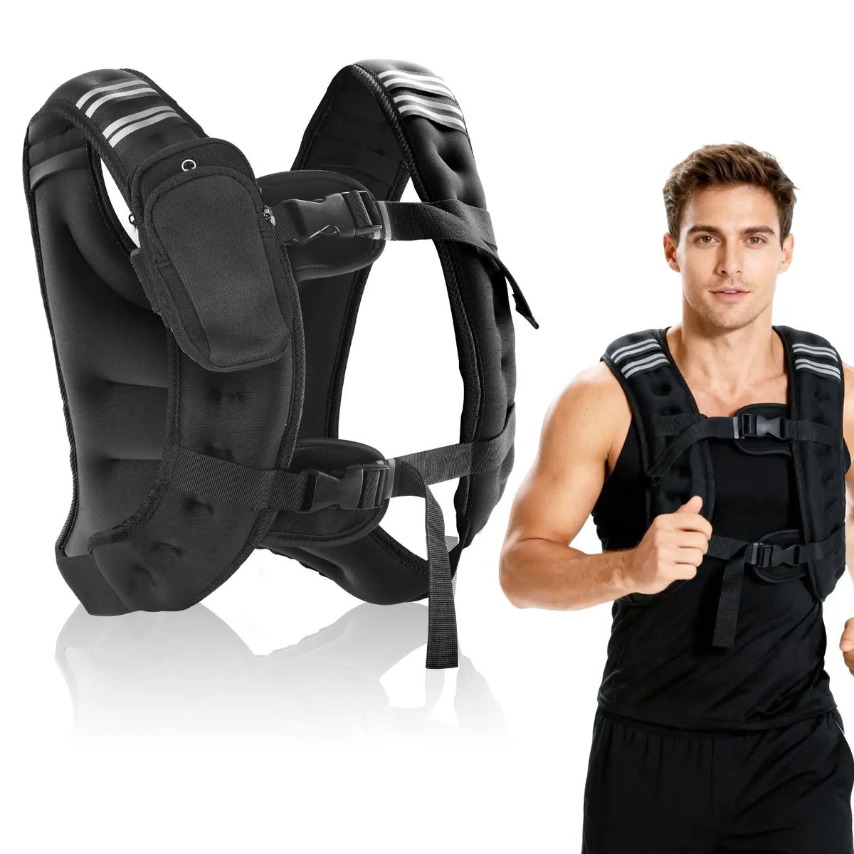 12-16 lb Weight Vest with Reflective Strip for Enhanced Workout Performance, Strength Training, Running, Muscle Building, and Weightlifting