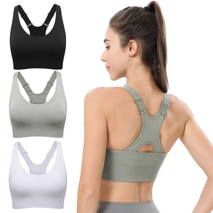 Women's Seamless High Support Racerback Sports Bra - Padded Wireless Cropped Activewear with Adjustable Straps and Quick-Dry Fabric for Yoga and Gym Workouts