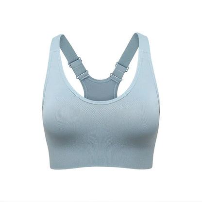 Women's Seamless High Support Racerback Sports Bra - Padded Wireless Cropped Activewear with Adjustable Straps and Quick-Dry Fabric for Yoga and Gym Workouts
