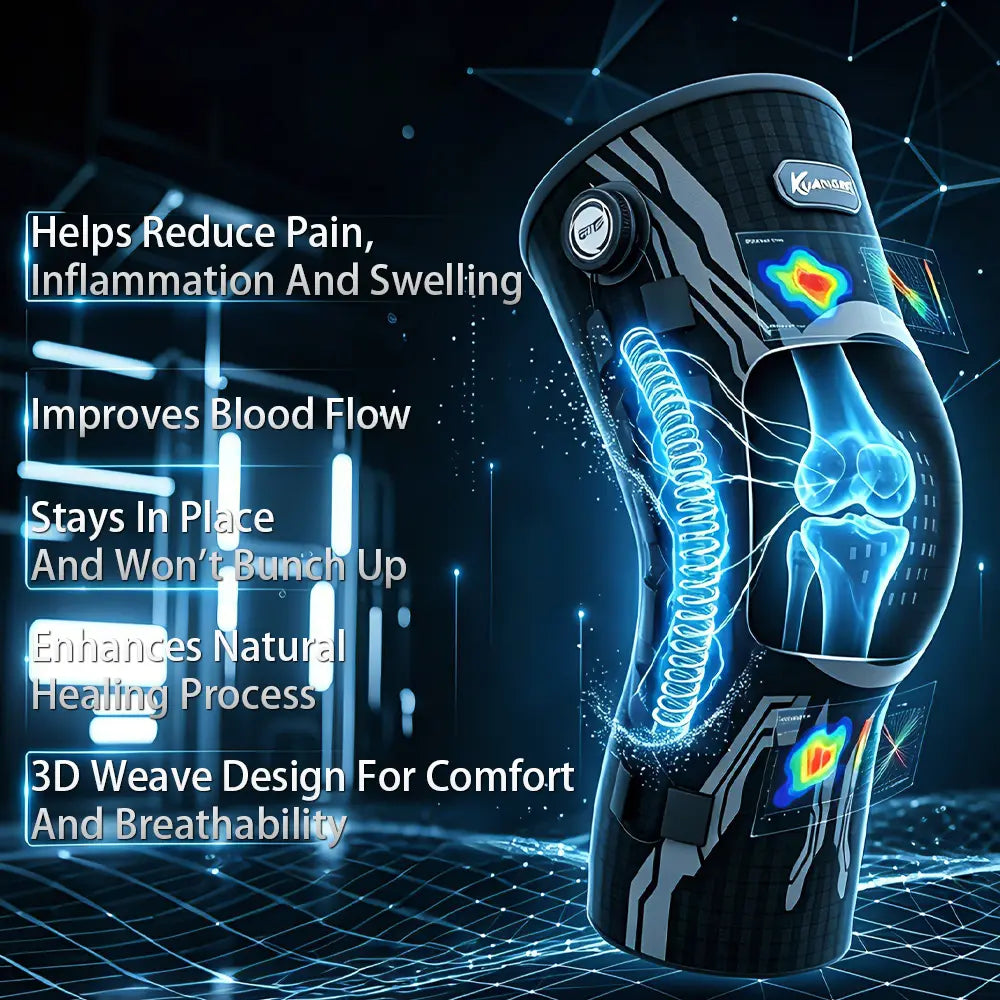 Kuangmi Adjustable Compression Knee Sleeve with Patella Gel Pad and Side Stabilizers for Pain Relief and Support in Workouts, Arthritis, and Meniscus Tears