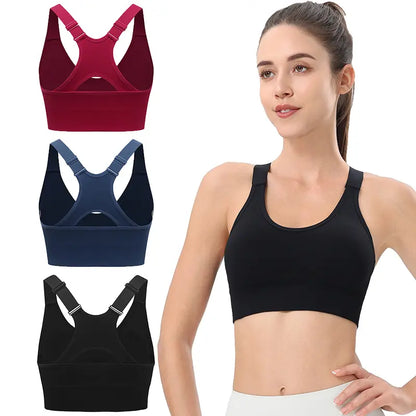 Women's Seamless High Support Racerback Sports Bra - Padded Wireless Cropped Activewear with Adjustable Straps and Quick-Dry Fabric for Yoga and Gym Workouts