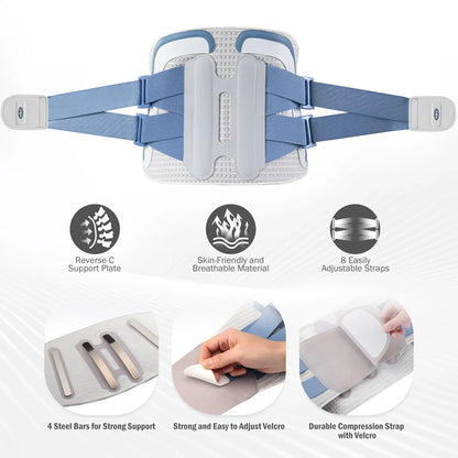 COFCARE Ergonomic Lumbar Support Brace - Adjustable Back Correction Belt with Velcro Strap, Lightweight and Breathable Design for Pain Relief, Ideal for Work and Gaming, Unisex Fitness Gift