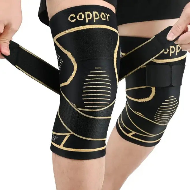 Copper Knee Braces with Reinforced Straps for Pain Relief and Support in Arthritis, ACL, and Meniscus Injuries - Compression Sleeves for Active Individuals