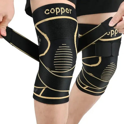 Copper Knee Braces with Reinforced Straps for Pain Relief and Support in Arthritis, ACL, and Meniscus Injuries - Compression Sleeves for Active Individuals