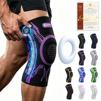 Kuangmi Adjustable Compression Knee Sleeve with Patella Gel Pad and Side Stabilizers for Pain Relief and Support in Workouts, Arthritis, and Meniscus Tears