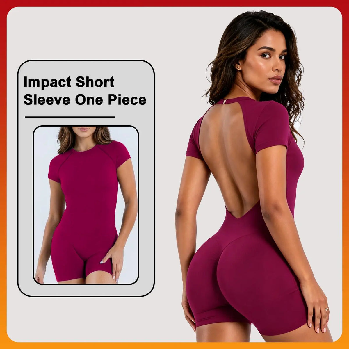 DENFY Women's Impact Short Sleeve One-Piece Bralette with Soft Padding, Tummy Control, and Butt Lifting Features for Gym and Yoga Activities - Strong Compression Design