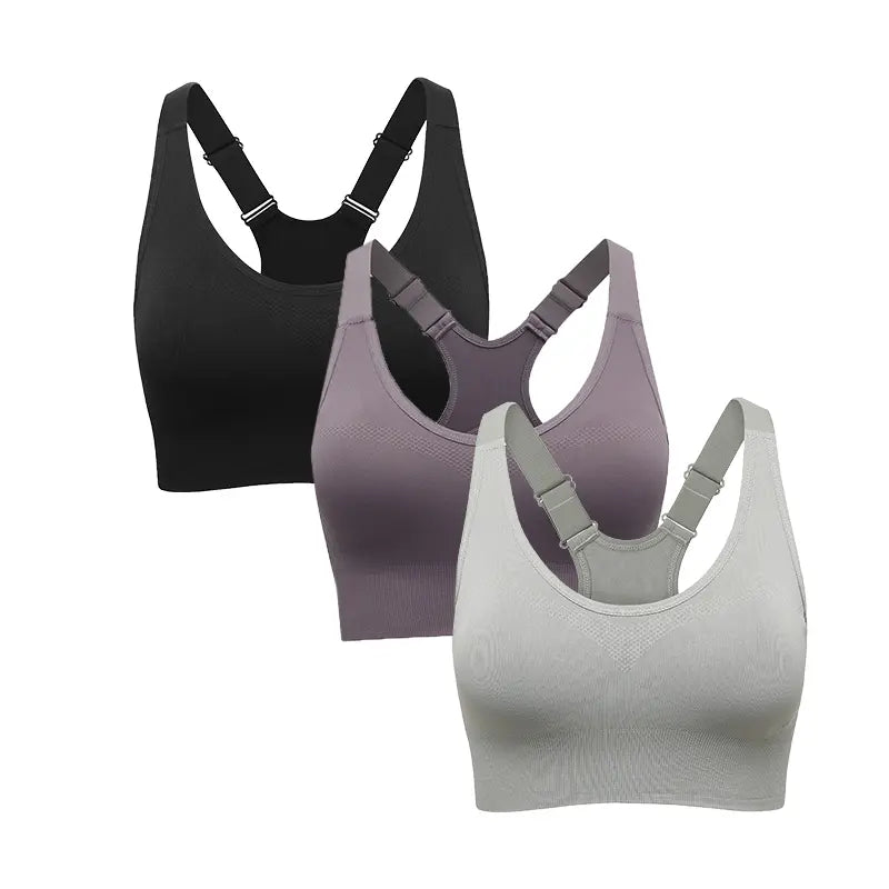 Women's Seamless High Support Racerback Sports Bra - Padded Wireless Cropped Activewear with Adjustable Straps and Quick-Dry Fabric for Yoga and Gym Workouts
