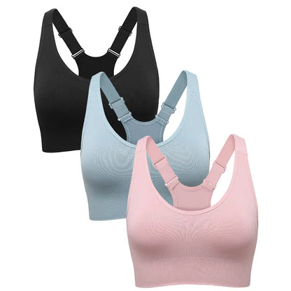 Women's Seamless High Support Racerback Sports Bra - Padded Wireless Cropped Activewear with Adjustable Straps and Quick-Dry Fabric for Yoga and Gym Workouts