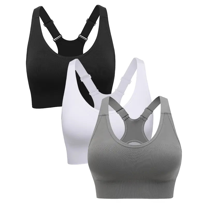 Women's Seamless High Support Racerback Sports Bra - Padded Wireless Cropped Activewear with Adjustable Straps and Quick-Dry Fabric for Yoga and Gym Workouts