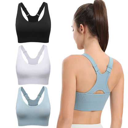 Women's Seamless High Support Racerback Sports Bra - Padded Wireless Cropped Activewear with Adjustable Straps and Quick-Dry Fabric for Yoga and Gym Workouts