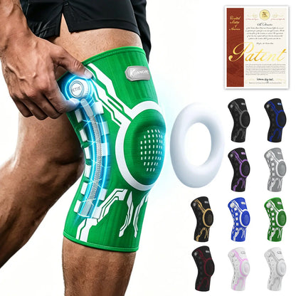 Kuangmi Adjustable Compression Knee Sleeve with Patella Gel Pad and Side Stabilizers for Pain Relief and Support in Workouts, Arthritis, and Meniscus Tears