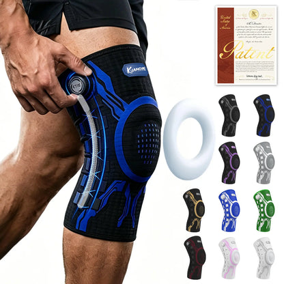 Kuangmi Adjustable Compression Knee Sleeve with Patella Gel Pad and Side Stabilizers for Pain Relief and Support in Workouts, Arthritis, and Meniscus Tears