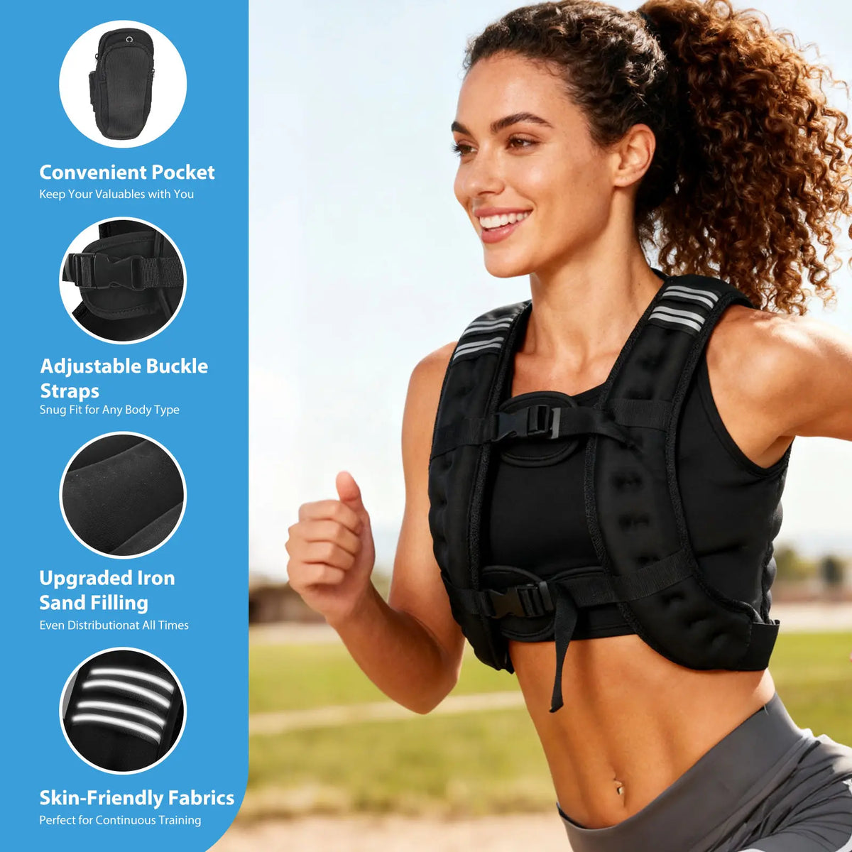 12-16 lb Weight Vest with Reflective Strip for Enhanced Workout Performance, Strength Training, Running, Muscle Building, and Weightlifting