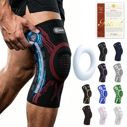 Kuangmi Adjustable Compression Knee Sleeve with Patella Gel Pad and Side Stabilizers for Pain Relief and Support in Workouts, Arthritis, and Meniscus Tears