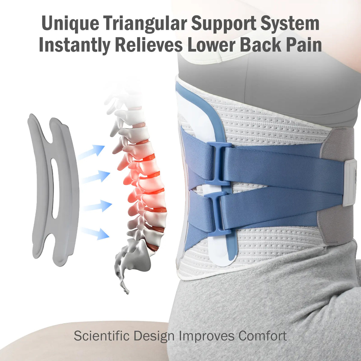 COFCARE Ergonomic Lumbar Support Brace - Adjustable Back Correction Belt with Velcro Strap, Lightweight and Breathable Design for Pain Relief, Ideal for Work and Gaming, Unisex Fitness Gift