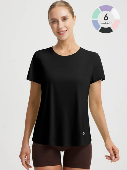 BALEAF Women's Lightweight Quick-Dry Casual T-Shirt with Cross Back Cutout and UPF 50+ Protection for Daily Wear, Travel, and Workouts